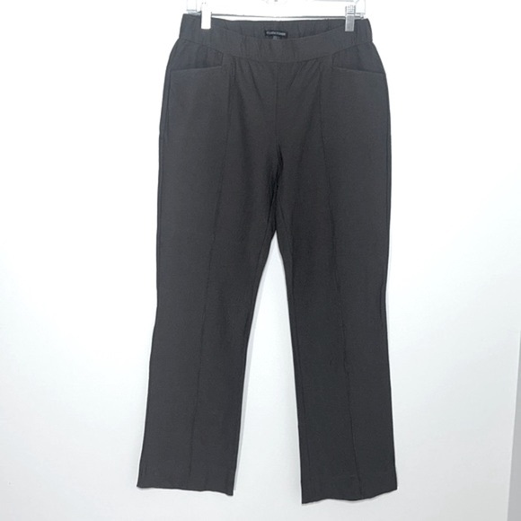 EILEEN FISHER Viscose Blend Elastic Waist Crepe Brown Straight Leg Pants Size S - Picture 1 of 8